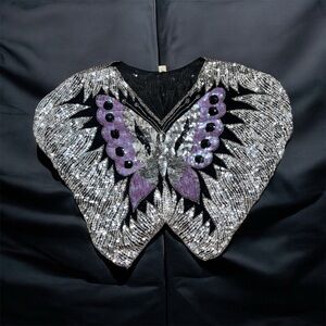 Vintage Butterfly Sequined Top